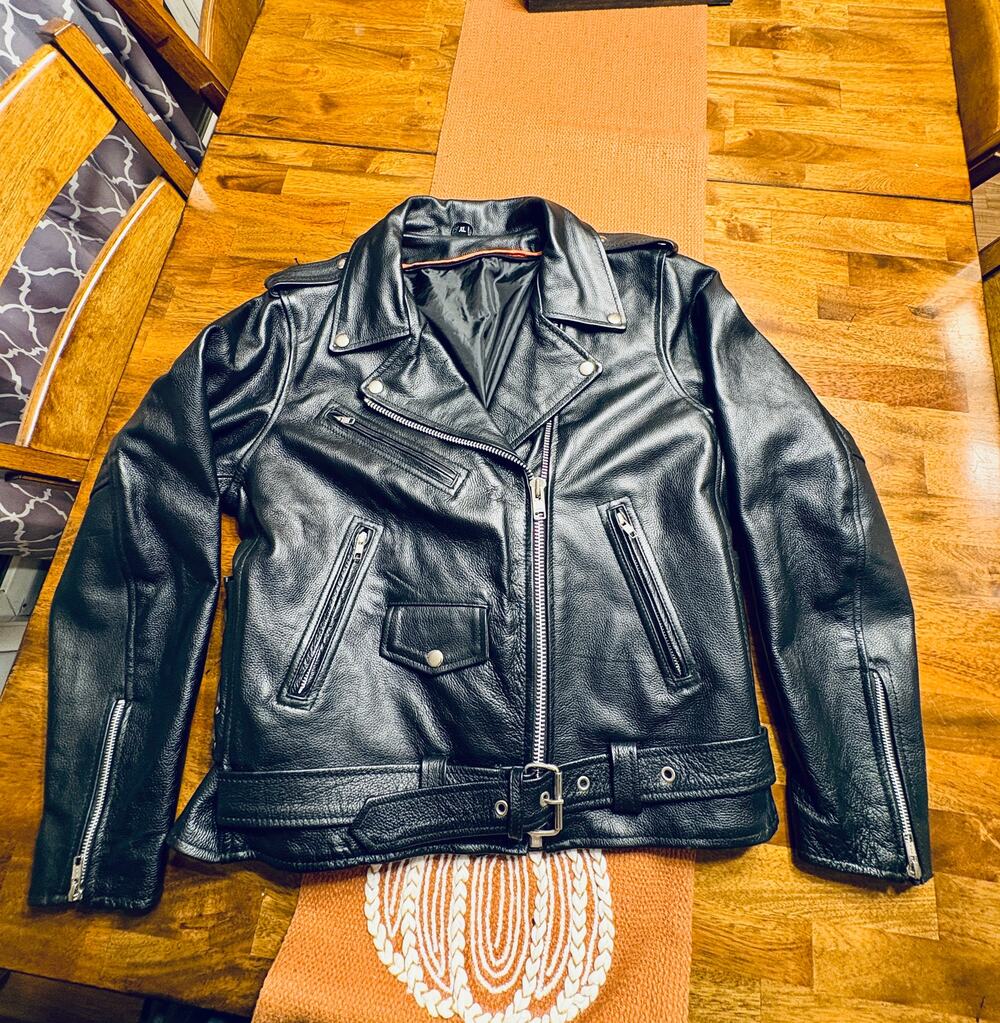 Milwaukee Women's Black Leather Motorcycle Rider Jacket with Belt Size XL